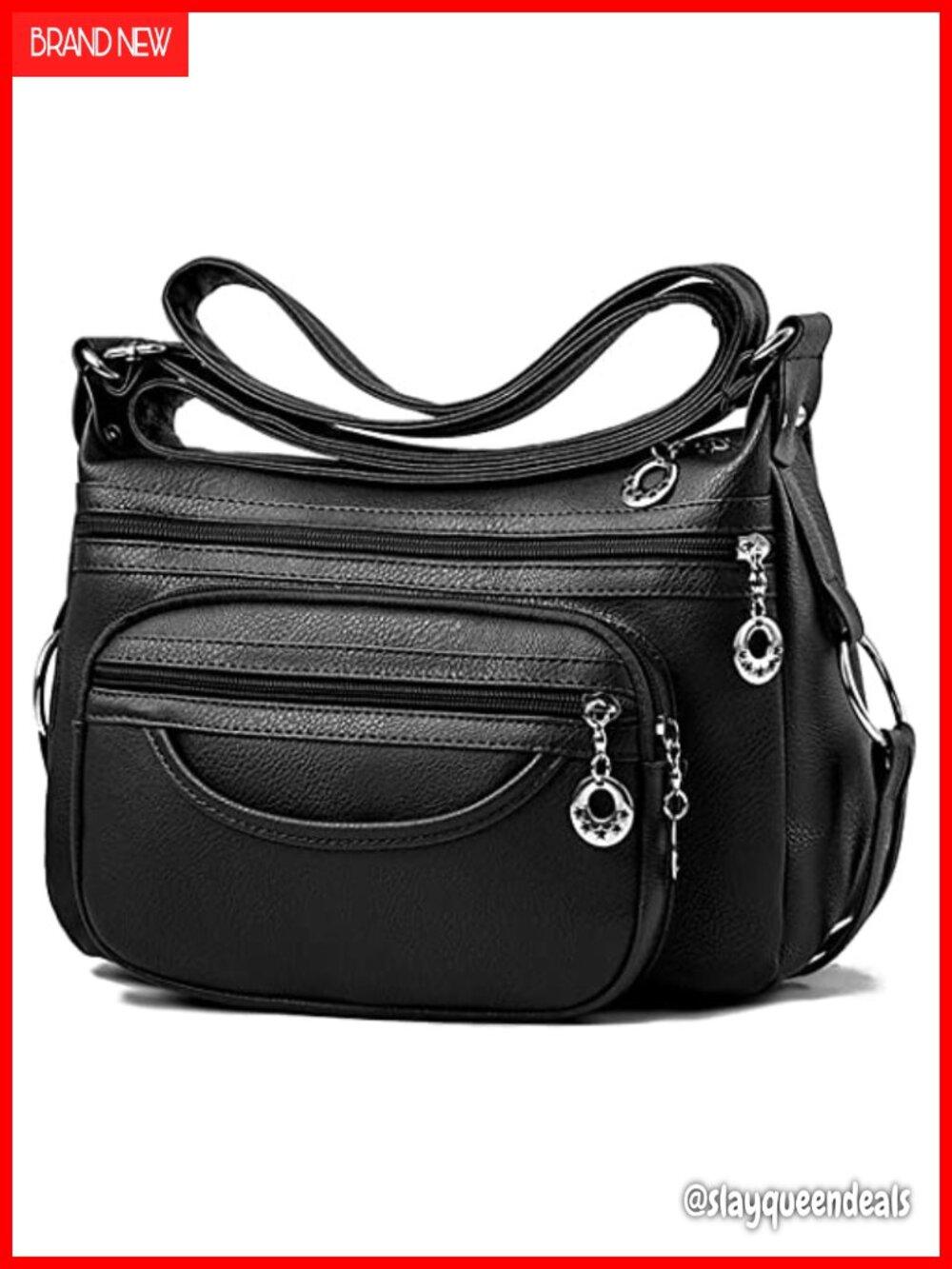 PU Leather Crossbody Shoulder Bag Multi Pocket Messenger Purse